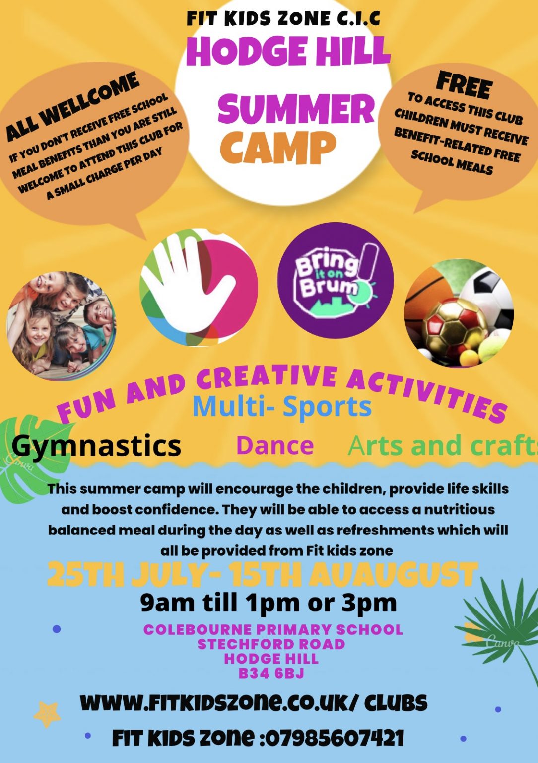 Hodge Hill HAFs Summer Camp - Fit Kids Zone